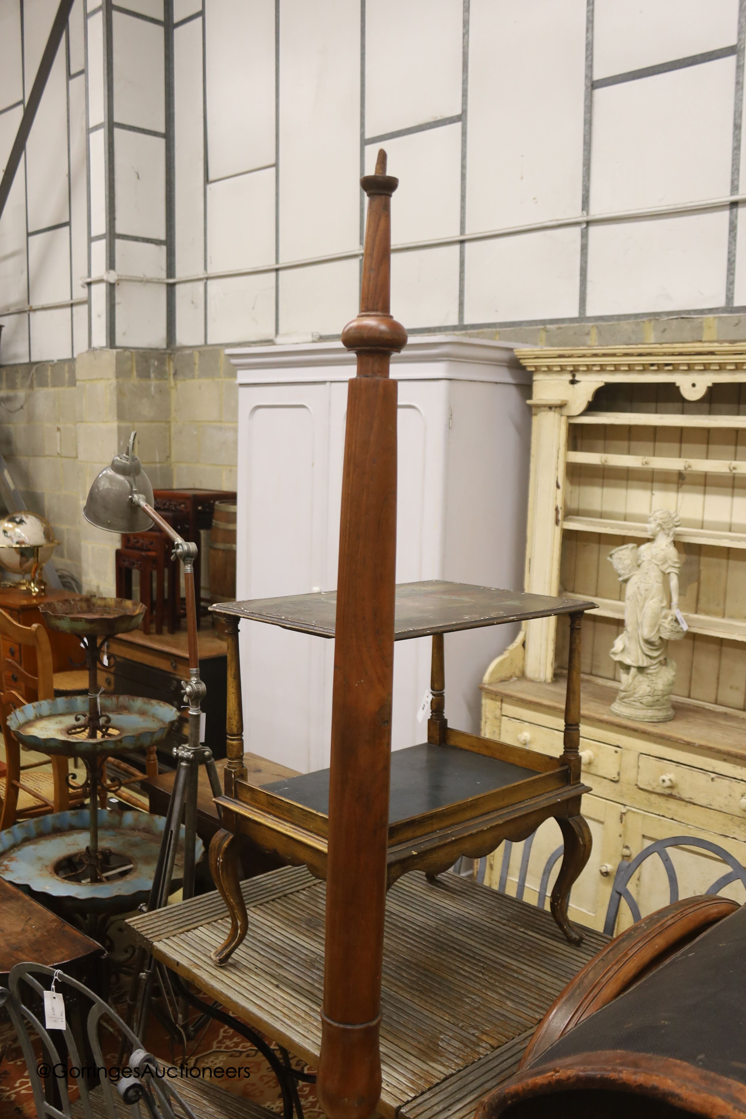 An Indonesian carved hardwood four poster bed, width 144cm, length 206cm